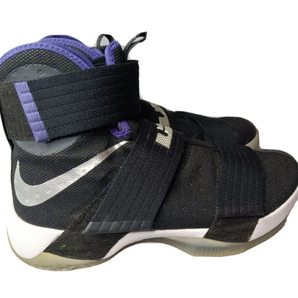 Nike Lebron Zoom Soldier X Men's 11.5 Black Purple Basketball Shoes